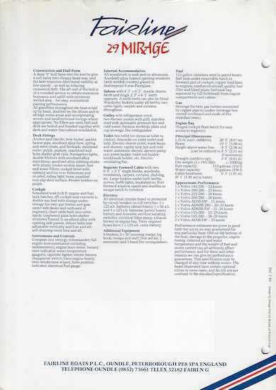 Fairline Mirage 29 Brochure