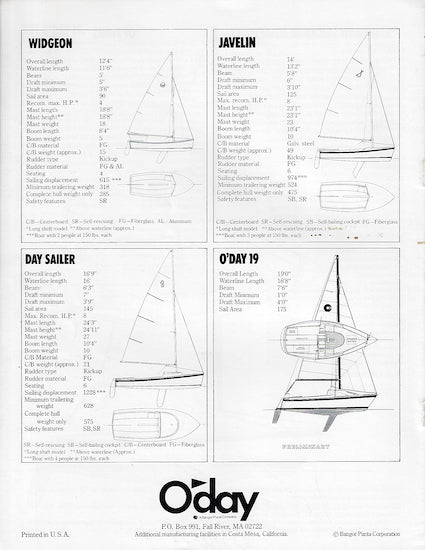 O'Day 1979 Daysailers Brochure