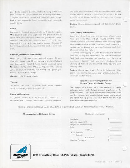 Morgan 33 Out Island Brochure