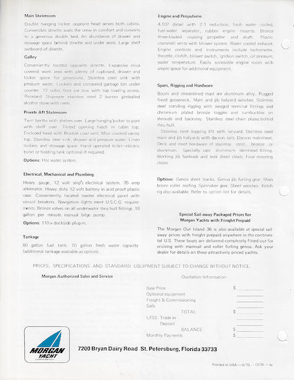 Morgan 36 Out Island Brochure