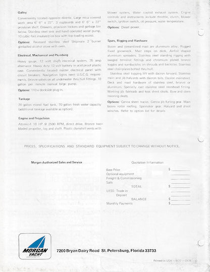 Morgan 28 Out Island Brochure Package