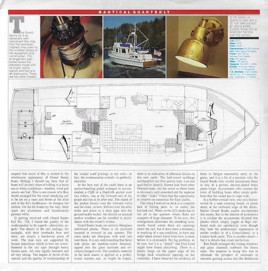Grand Banks 42 Nautical Quarterly Magazine Reprint Brochure