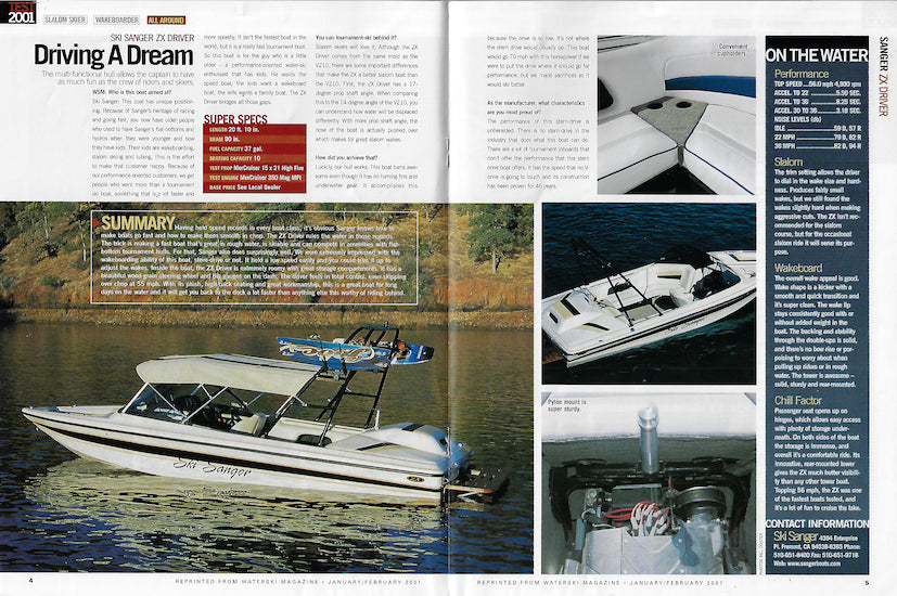 Sanger Waterski Magazine Reprint Brochure