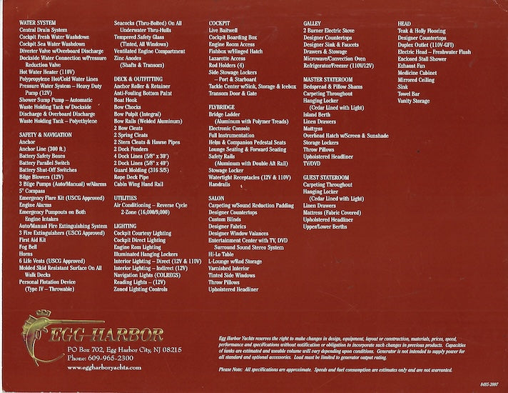 Egg Harbor 37 Convertible Brochure
