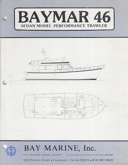 Baymar 46 Sedan Performance Trawler Specification Brochure