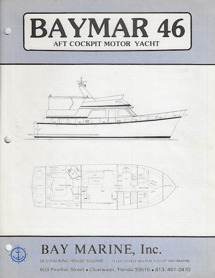 Baymar 46 Aft Cabin Motor Yacht Specification Brochure
