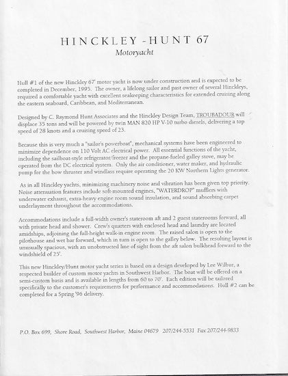 Hinckley Hunt 67 Motoryacht Study Package