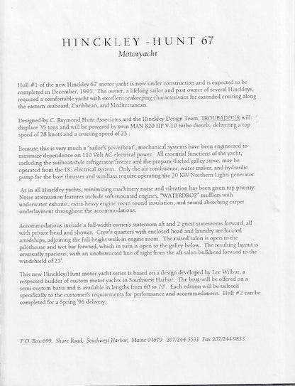 Hinckley Hunt 67 Motoryacht Study Package