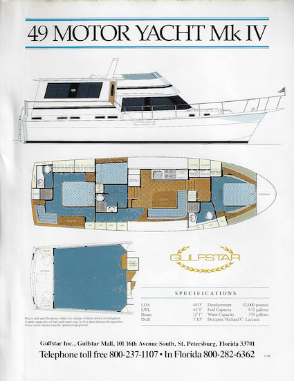 Gulfstar 49 Mark IV Motor Yacht Brochure