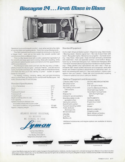 Lyman Biscayne 24 Brochure