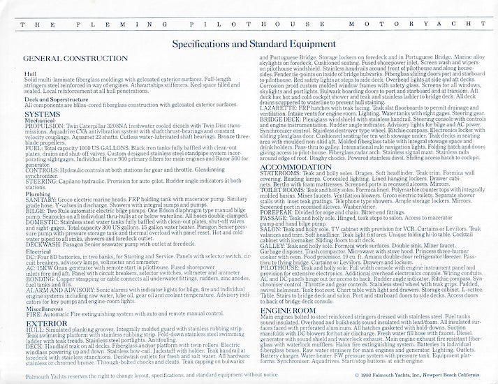 Fleming 50, 53 & 55 Specification Sheet