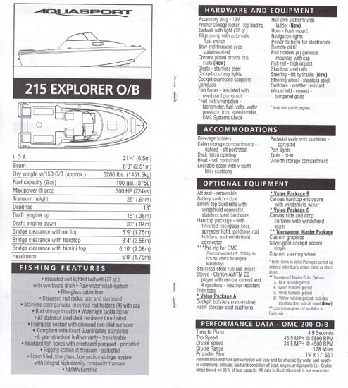 Aquasport 2001 Dealer Handbook Brochure