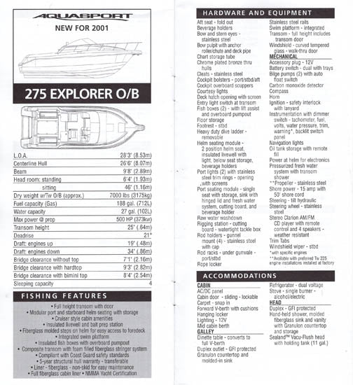Aquasport 2001 Dealer Handbook Brochure