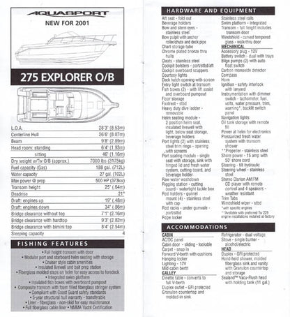Aquasport 2001 Dealer Handbook Brochure