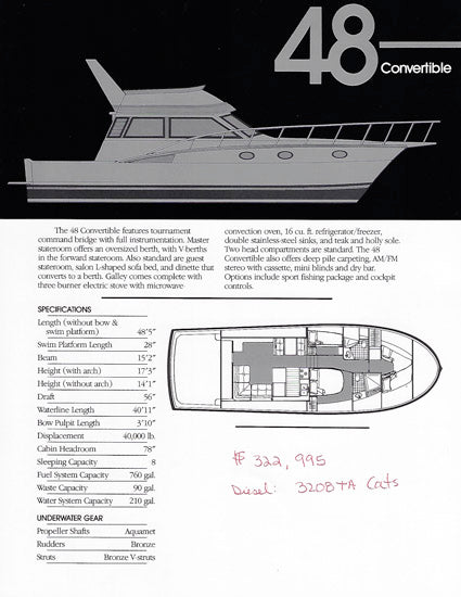 Carver Californian 48 Convertible Specification Brochure