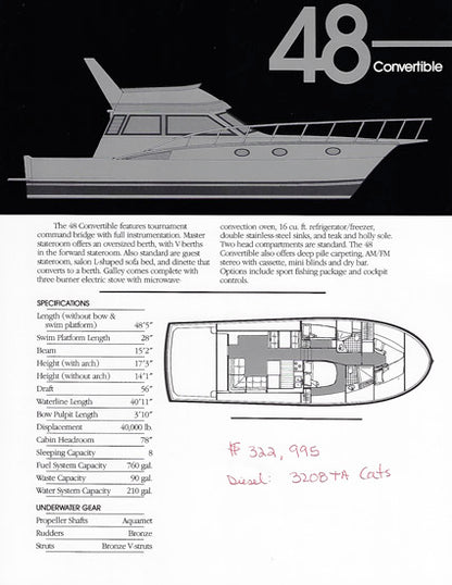 Carver Californian 48 Convertible Specification Brochure