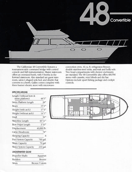 Carver Californian 48 Convertible Specification Brochure