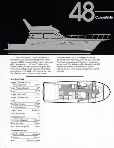 Carver Californian 48 Convertible Specification Brochure