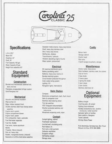 Carolina Classic 25 Specification Brochure