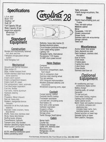 Carolina Classic 28 Specification Brochure