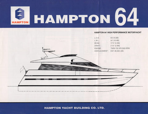 Hampton 64 / 64 Motor Yacht & Sportfisherman Brochure