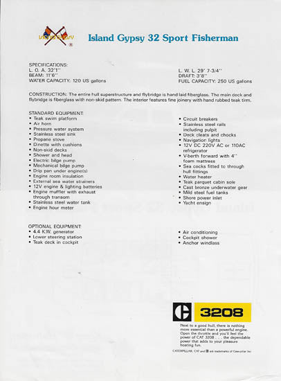 Island Gypsy 32 Sport Fisherman Brochure