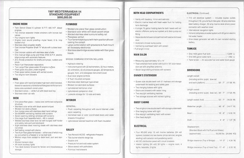 Mediterranean 54 Specification Brochure