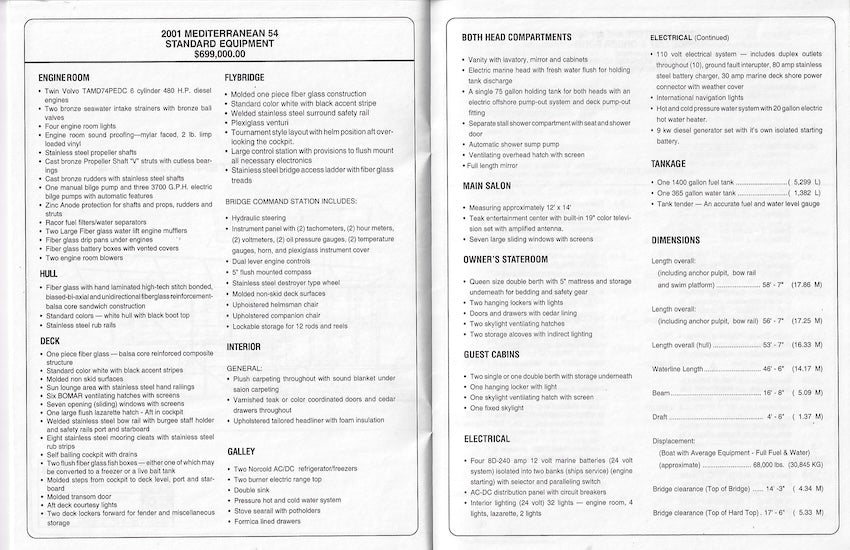 Mediterranean 54 Specification Brochure