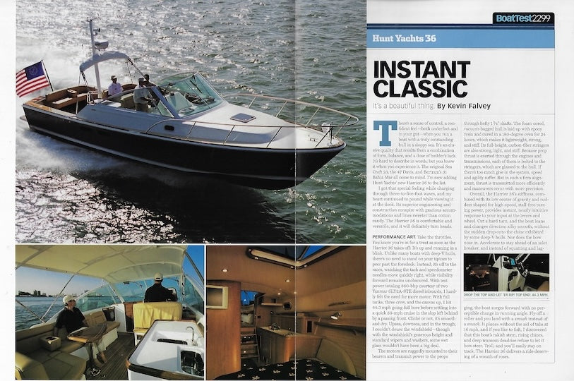 Hunt 36 Boating Magazine Reprint Brochure