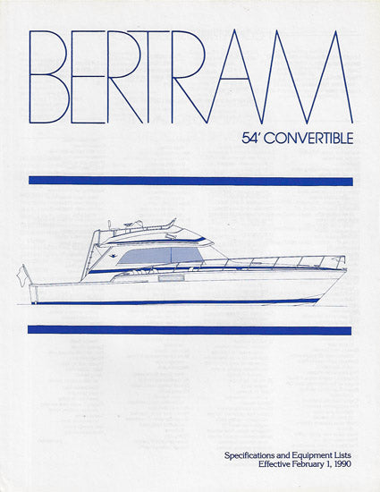 Bertram 54 Convertible Classic Specification Brochure