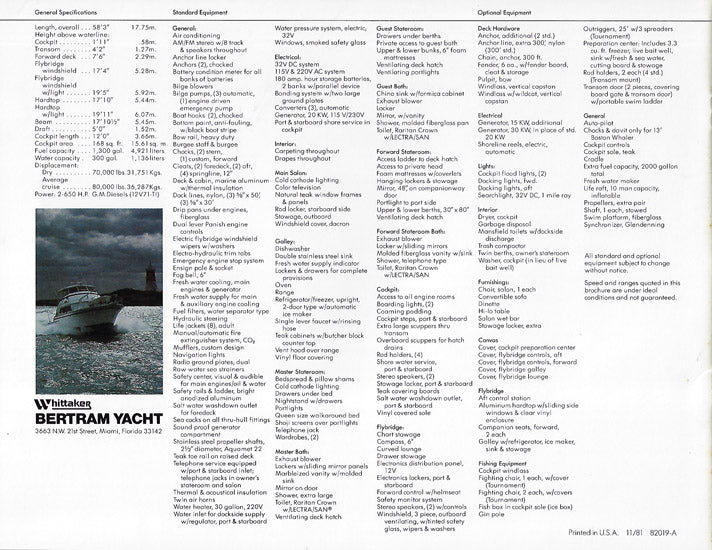 Bertram 58 Convertible Brochure