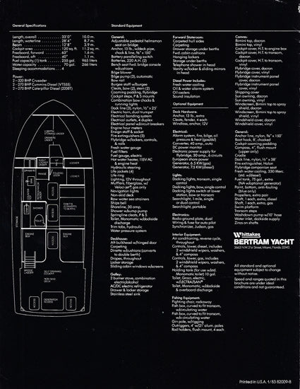 Bertram 33 Flybridge Cruiser Brochure