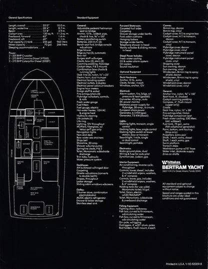 Bertram 33 Flybridge Cruiser Brochure