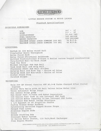 Little Harbor 36 Brochure Packet