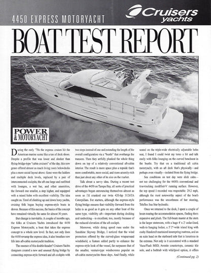 Cruisers 4450 Express Motor Yacht Magazine Reprint Brochure