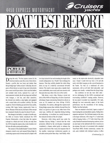 Cruisers 4450 Express Motor Yacht Magazine Reprint Brochure