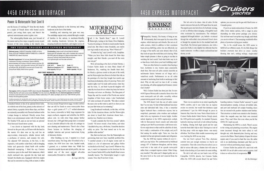 Cruisers 4450 Express Motor Yacht Magazine Reprint Brochure