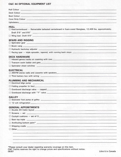 C&C 44 Specification Brochure