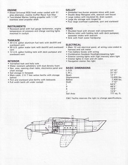 C&C 37R Specification Brochure