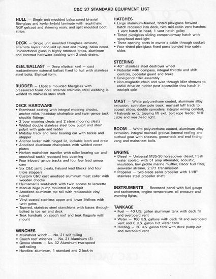 C&C 37 Specification Brochure