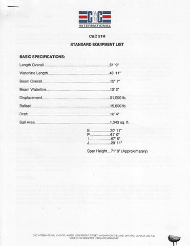 C&C 51R Specification & Line Drawing Package