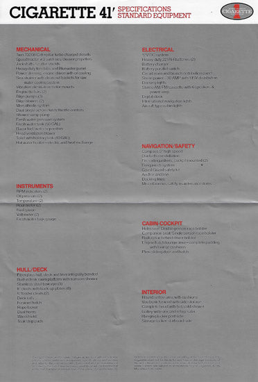 Cigarette 41 Specification Brochure