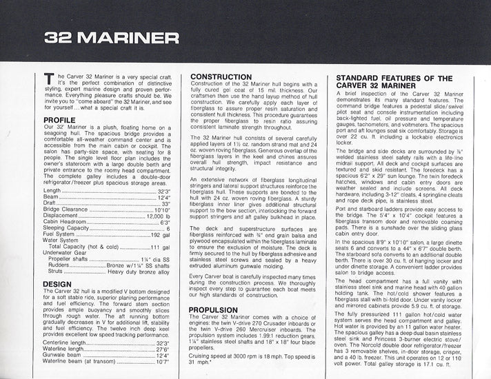 Carver 32 Mariner Brochure