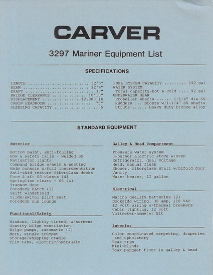 Carver 32 Mariner Brochure