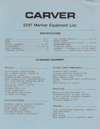 Carver 32 Mariner Brochure