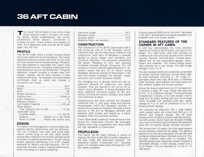 Carver 36 Aft Cabin Brochure