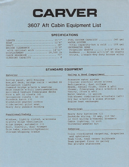 Carver 36 Aft Cabin Brochure