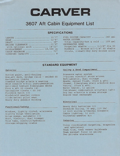 Carver 36 Aft Cabin Brochure