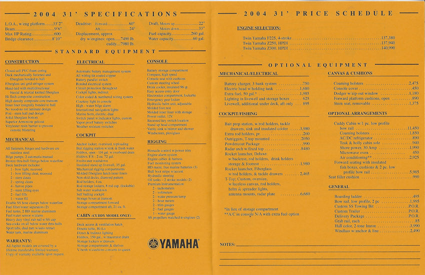 Jupiter 31 Specification Brochure