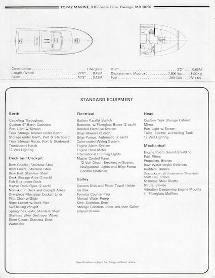 Topaz 28 Cuddy Brochure